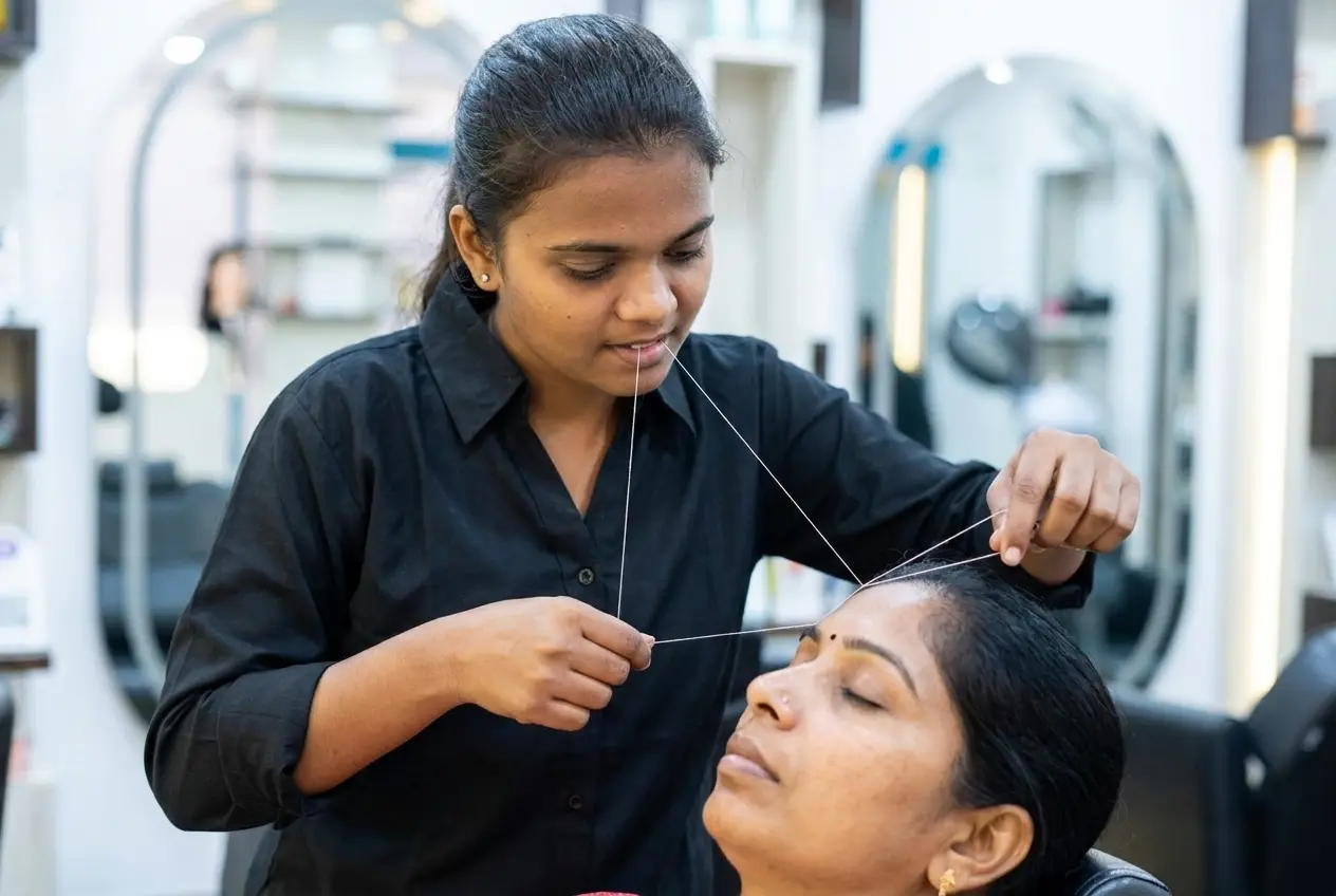 Precision eyebrow threading
